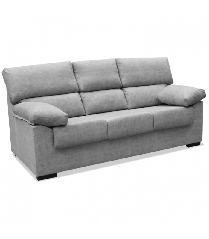 Sofá tres plazas Irene tapizado gris 200 cm (Ancho) x 99 cm (Alto) x 90