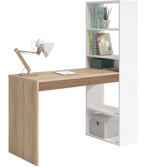 Cama compacta con escritorio Lara de 90 cm en blanco 72.7  cm(alto)133.8cm(ancho)195 cm(largo)
