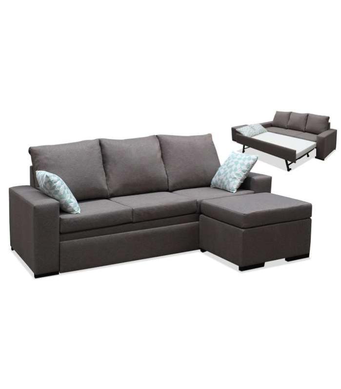Chaiselongue reversible oscar en gris 218 cm (ancho) x 100 cm (alto) x 155 cm (fondo)