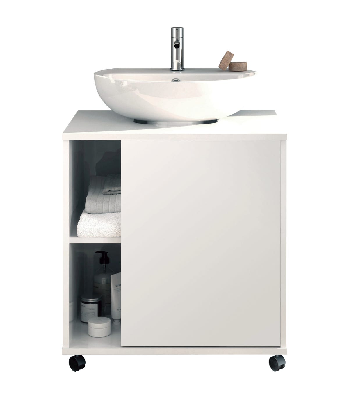 Mueble para tapar pie de lavabo Sintra acabado blanco, 64cm (alto) x 59cm  (ancho) x 45cm (