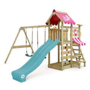 KateHaa Activity Cube en bois avec mur d'escalade aux couleurs de  l'arc-en-ciel, Structure / Cadre d'escalade d'intérieur pour enfants, Jouets