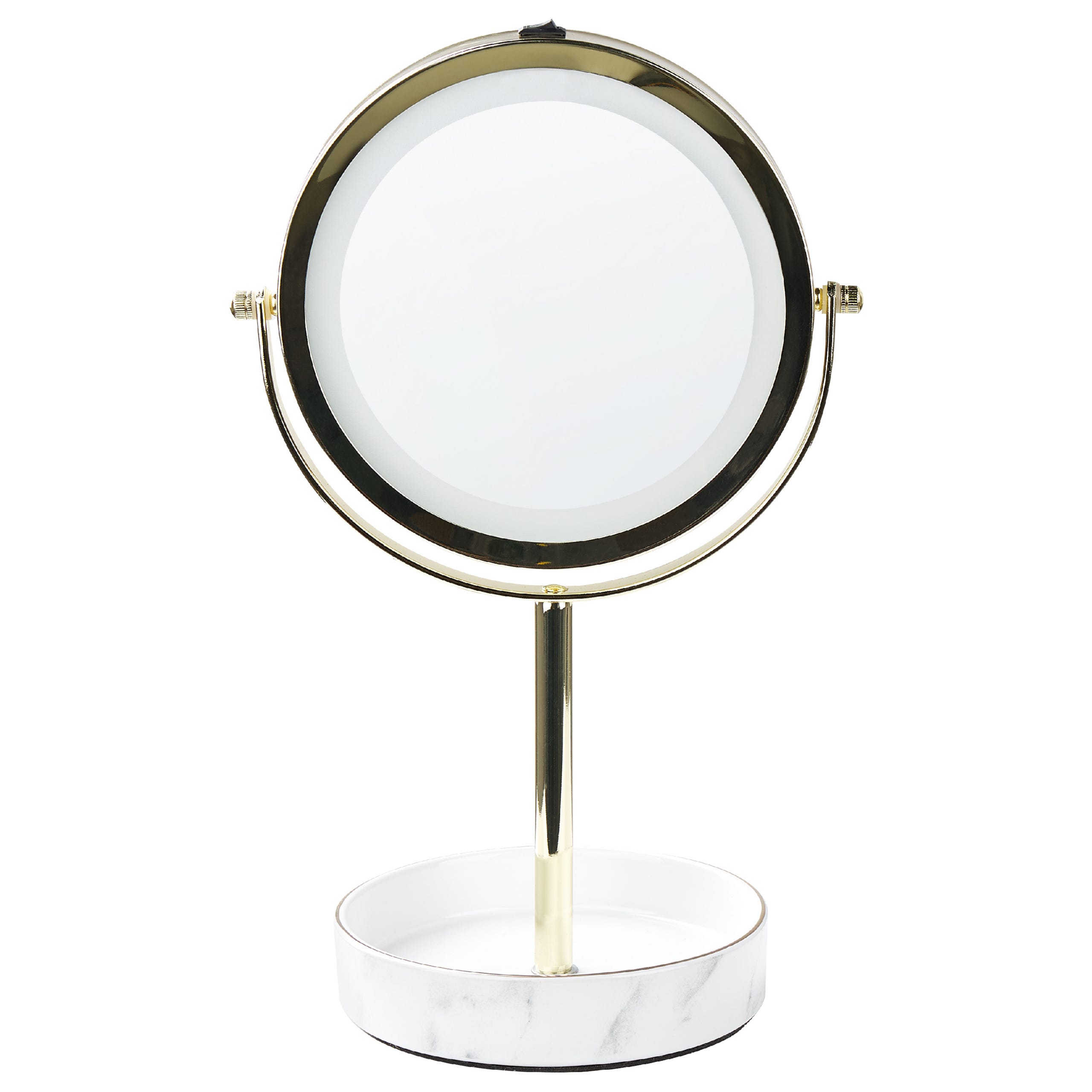 Specchio da tavolo LED oro e bianco ø 26 cm SAVOIE