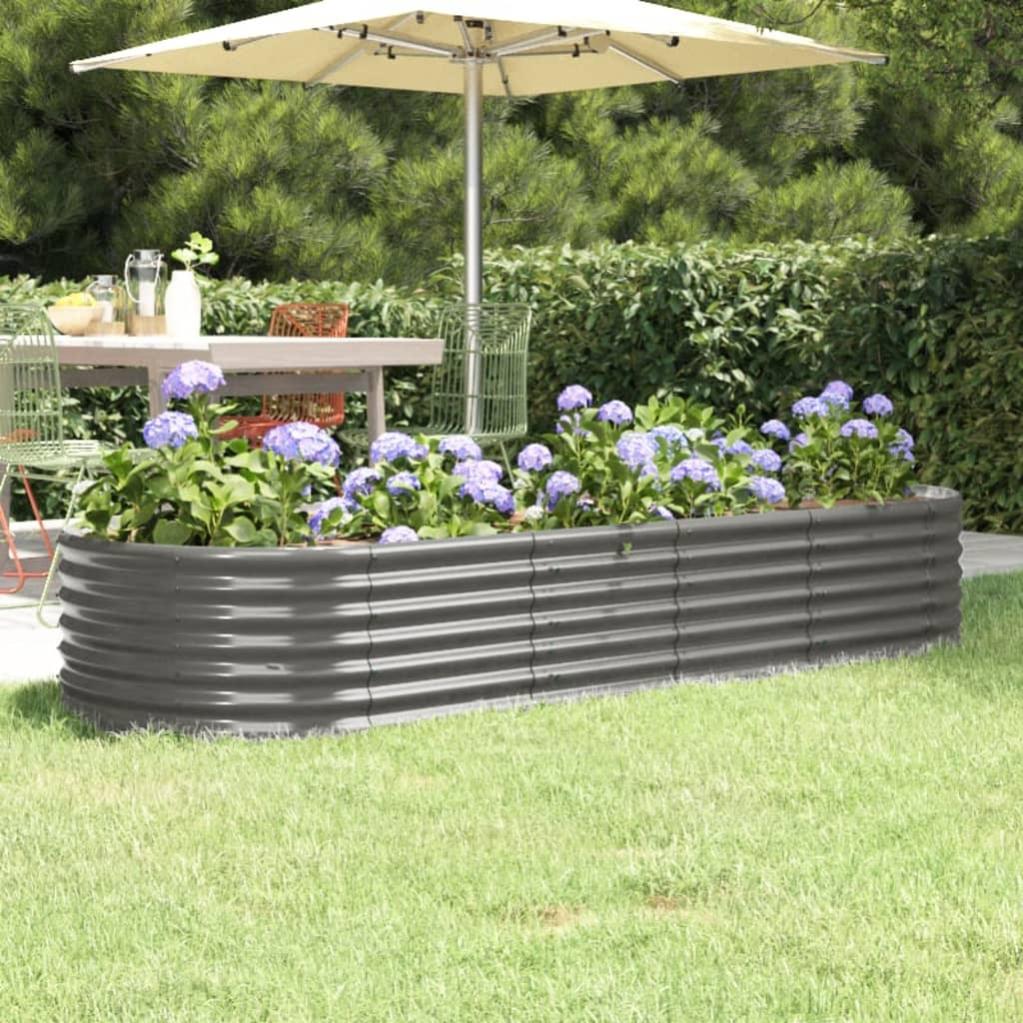 BUKSCYJS Vaso Grande,Orto Rialzato Da Esternoletto Giardino Acciaio Verniciato A Polvere 100x100x36cm Grigioadatto Per Esterno, Giardino, Balcone, Angolo, Patio, Interno