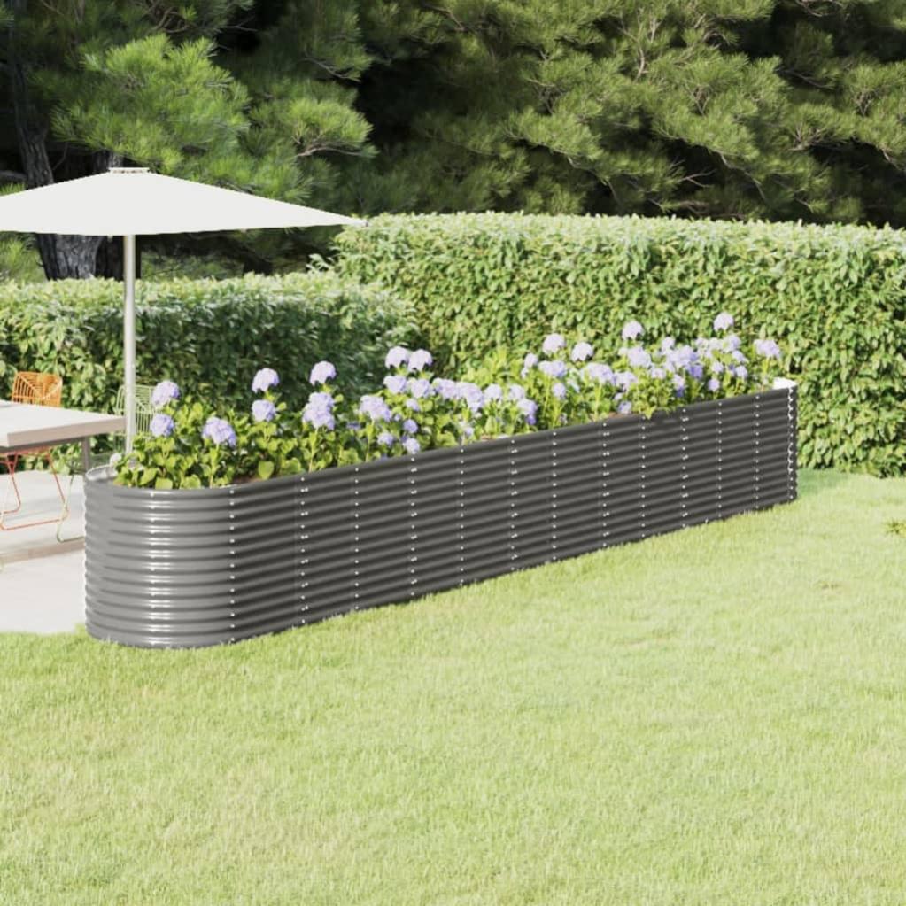 VidaXL Aiuola Rialzata In Acciaio Zincato - Grigio, 175x100x36 Cm - Fioriera Rettangolare Per Giardino, Balcone E Terrazzo - Resistente Alle Intemperie