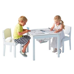 Vente-unique - Ensemble Table Enfant LOULOUNE + 2 chaises POUPINETTE -  Naturel et Rose