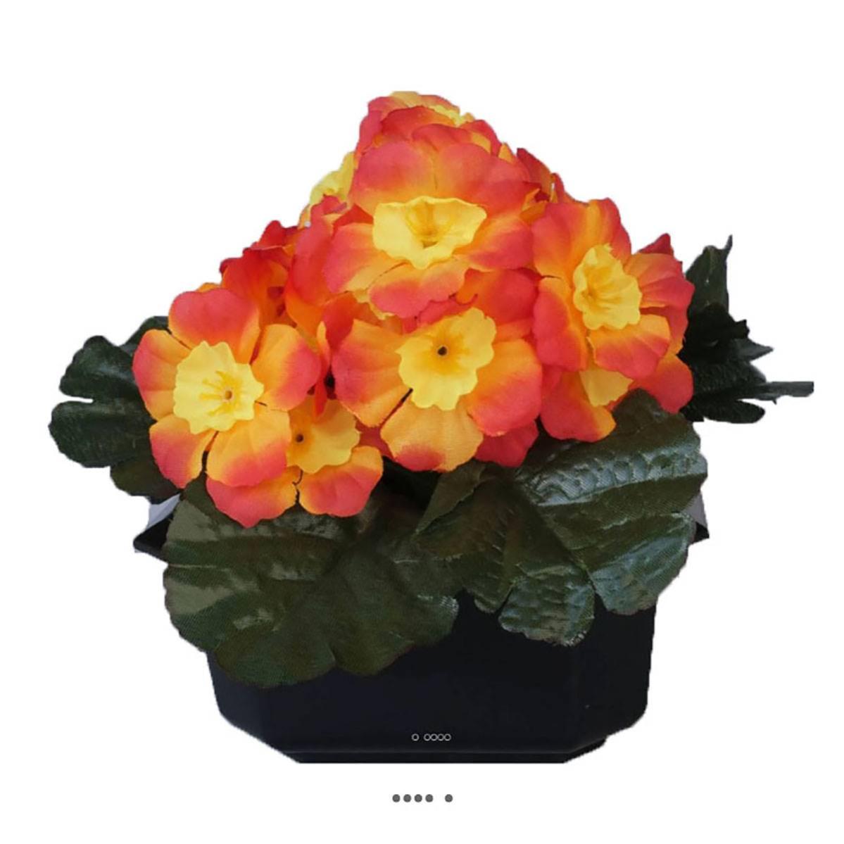 Composition Fleurs Artificielles Pour Cimetière - Pot Charlotte Lesté Ciment | 21x35cm, Résistant Aux Intempéries