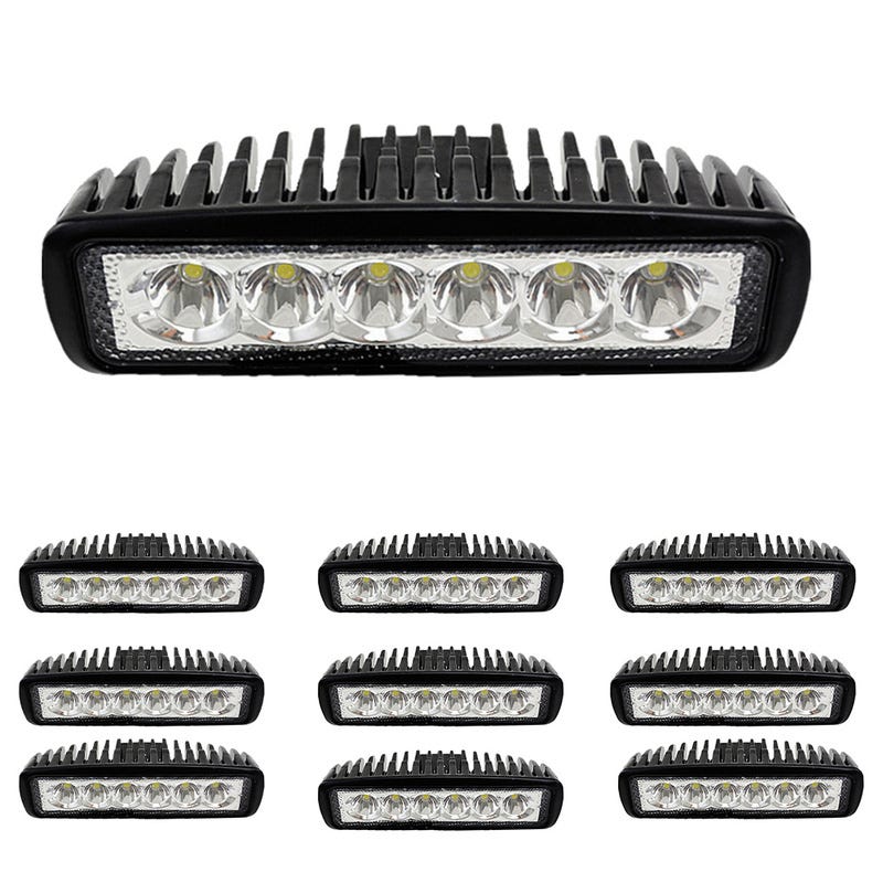 10x 18W 1620LM Lampe de travail 6 LED barre de phares antibrouillard pour  camion voiture tout-terrain moto