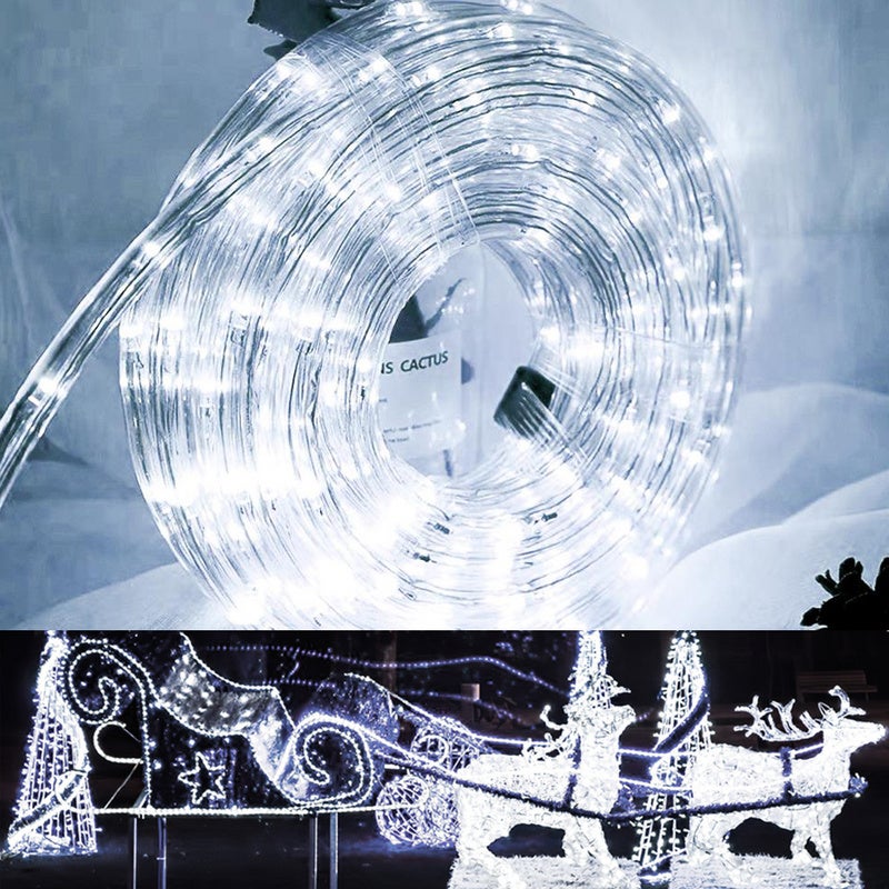 20M Tube Lumineux Extérieur LED Guirlande Lumineuse Décoration,Blanc  froid,avec Adapteur d'alimentation
