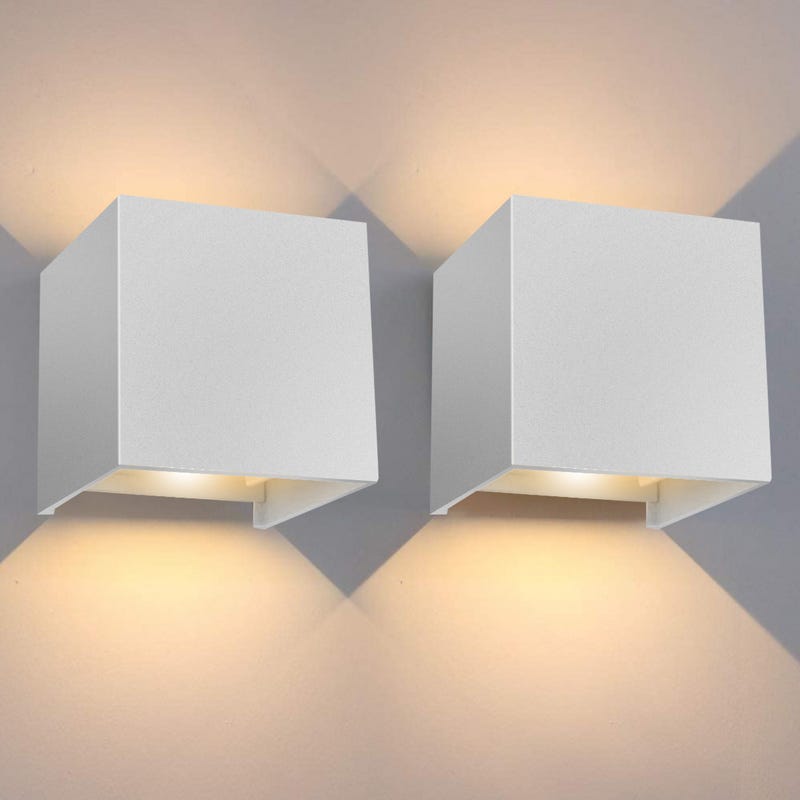 Applique murale LED IP65 Angle réglable Intérieur Lampe de couloir Applique  extérieure 7W Blanc Blanc chaud 2 pièces