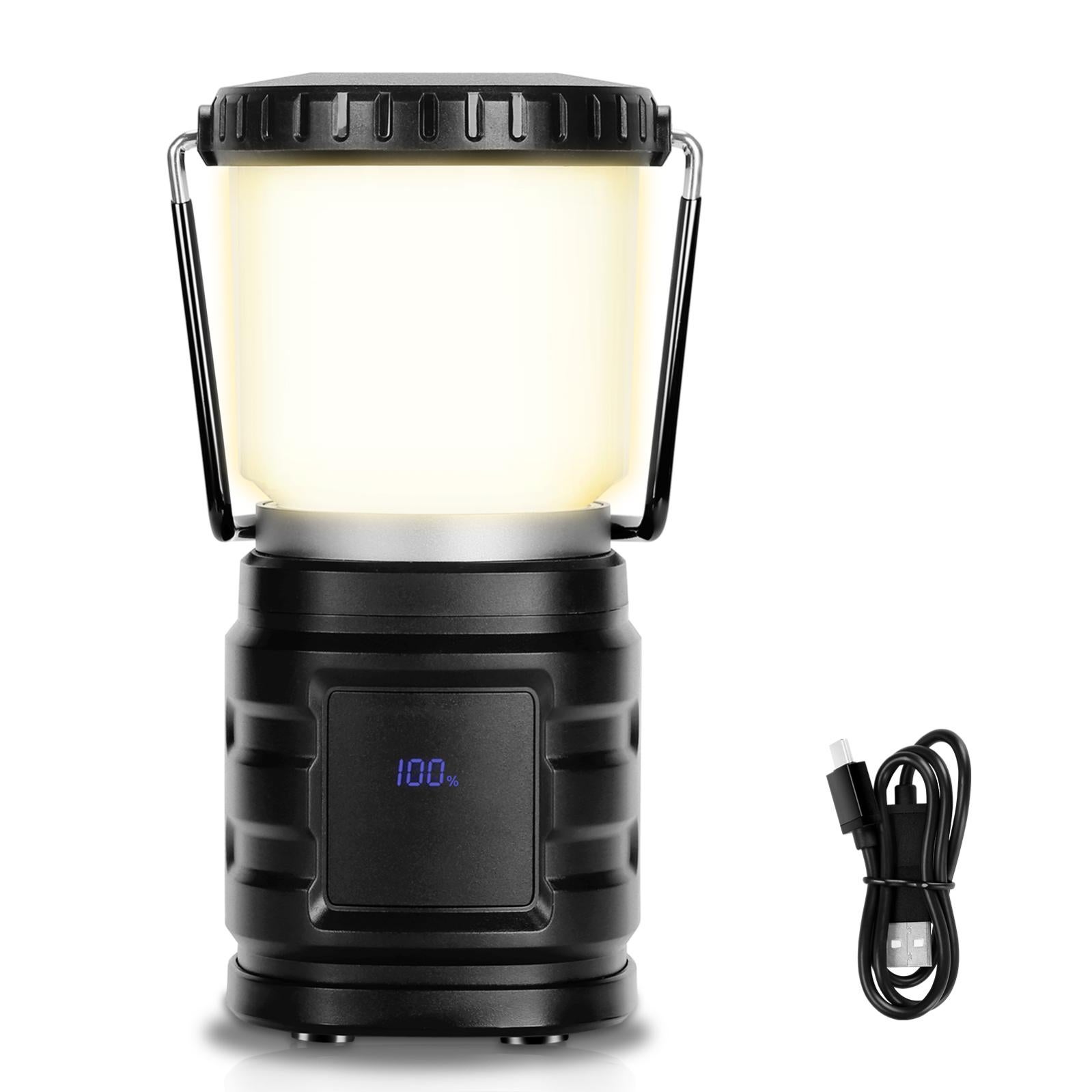 LED Camping Lanterne 4500 mAh Lampe Solaire USB Rechargeable 6 Modes Eclairage 360° Pliant Camping Lumière SOS IPX5 Étanche | Leroy Merlin