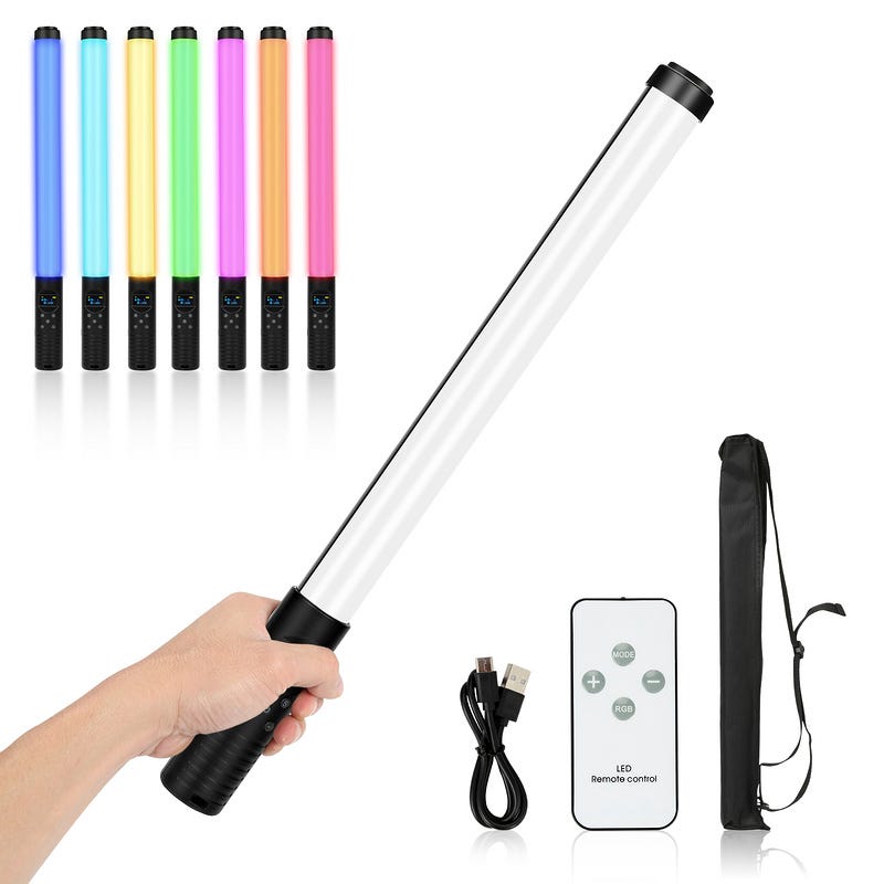 Photographie De Poche Lumiere Portable Led Video Light Wand 2700K ~ 6500K  10 modes d'éclairage De Luminosite Colorful Stick Noir