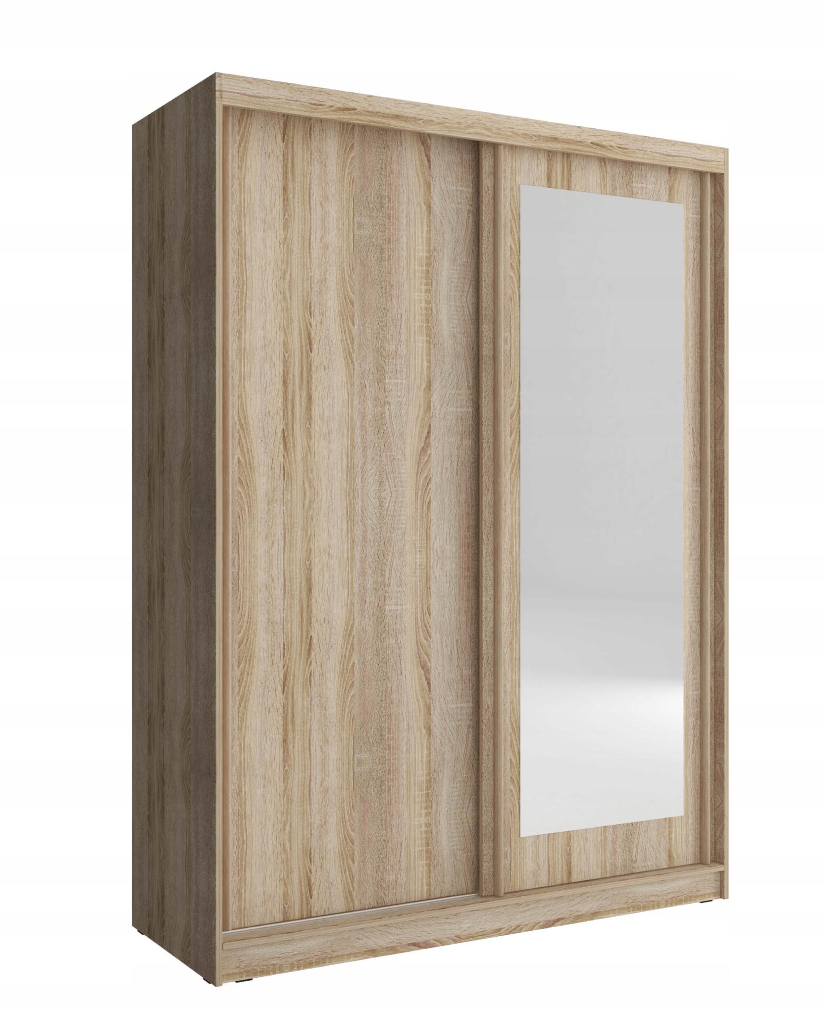 Armoire placard 150x62x200cm porte coulissante avec miroir penderie et