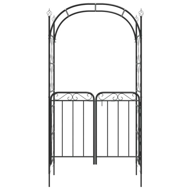 5Y0640 Arco da giardino con porta 126x44x227 cm Bianco Ferro Rotondo Arco  da giardino con cancello