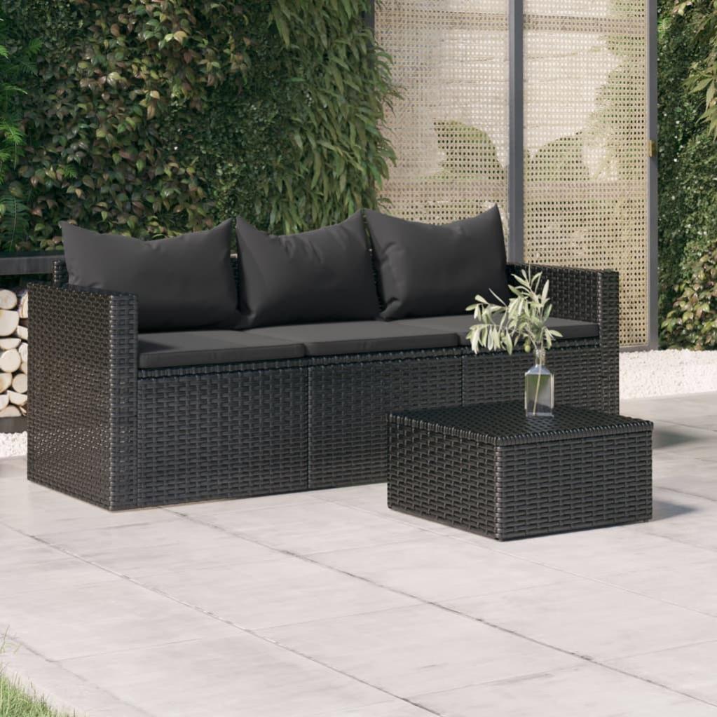 Canapé De Jardin 3 Places En Résine Tressée Gris - Coussins Anthracite Amovibles, Cadre Acier, Confortable Et Durable - 4