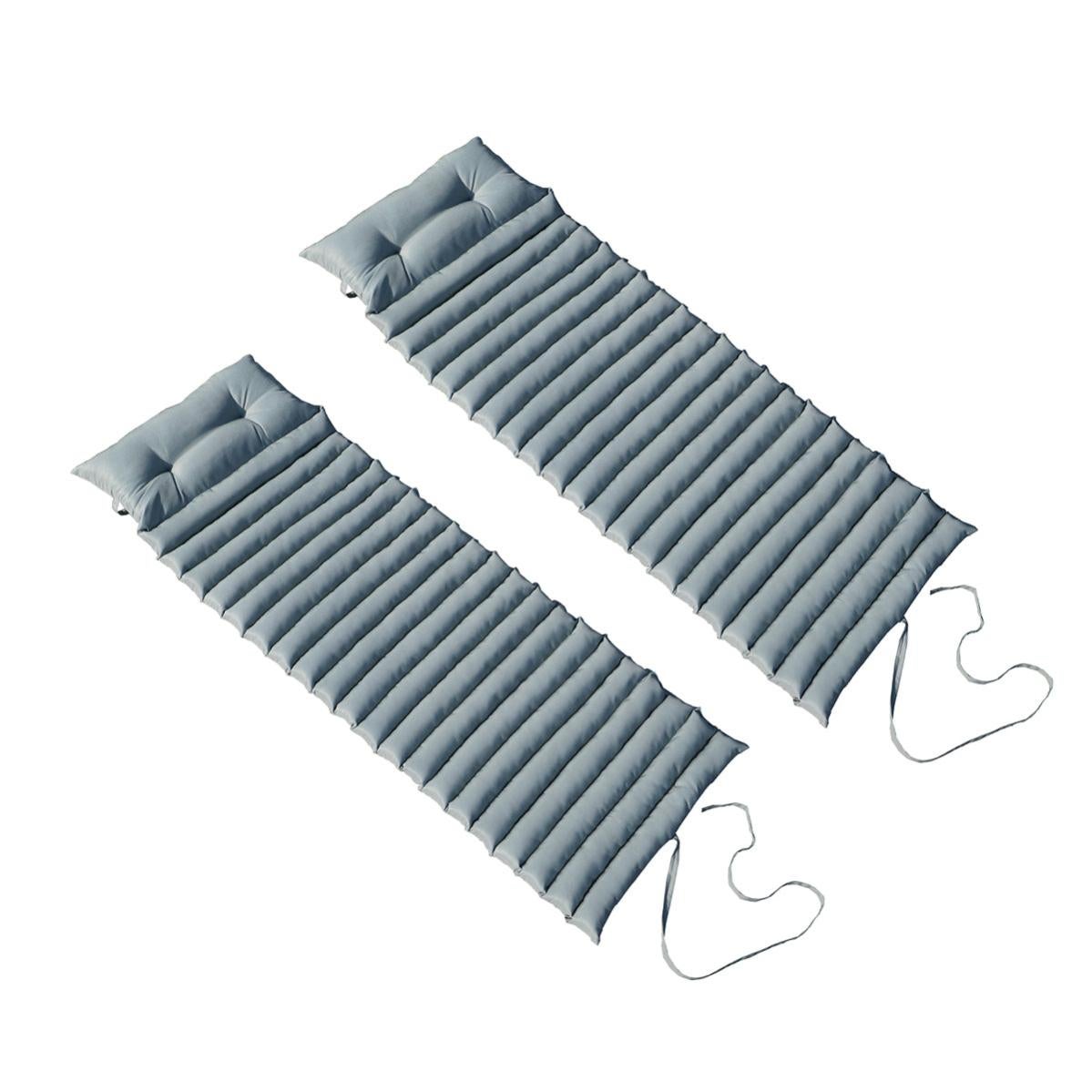 2 Lettini Prendisole A Dondolo - Con Cuscino - Grigio Scuro - Per Giardino