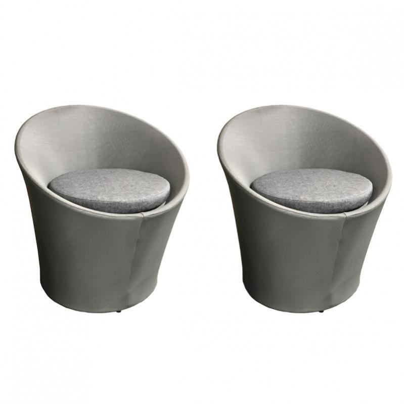 Lot de 2 fauteuils de jardin rond gris en textilène KIMI Leroy Merlin