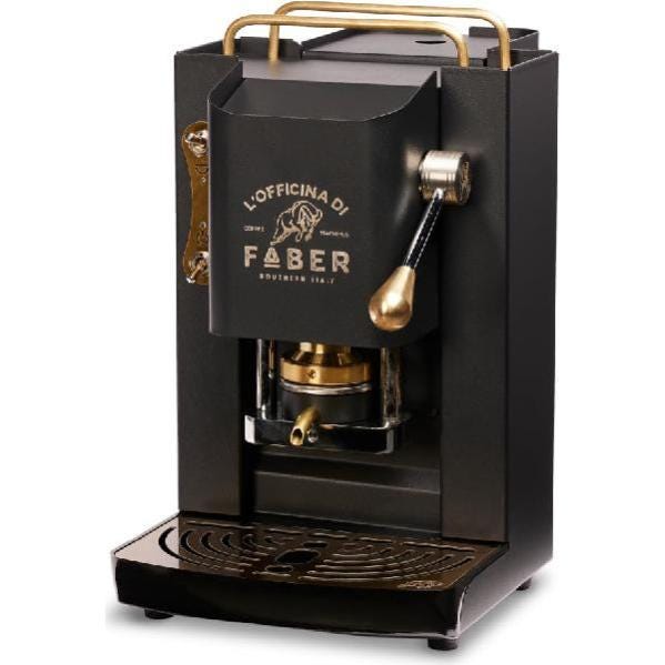 Faber Coffee PROBLACKBASOTT Macchina da Caffè Pro Deluxe Cialde ese 44 mm  Mat Black Ottone