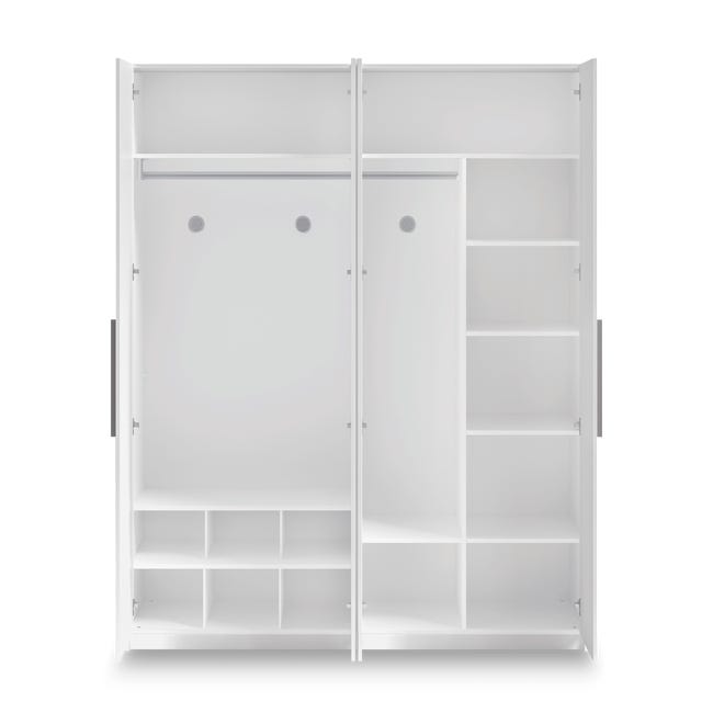 Armoire 4 portes blanche 200 cm armoire étagère dressing - Ciel & terre