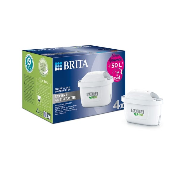 BRITA 1050433 Pack 4 cartouches MAXTRA PRO Expert anti-tartre - Filtre à  eau avec Quadrimedia