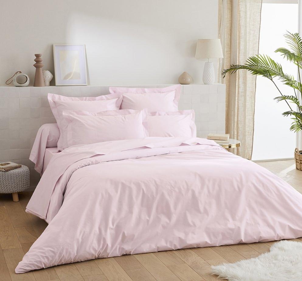 Housse de couette percale 80 fils - 200x200 - rose - LIGNE DU BLANC