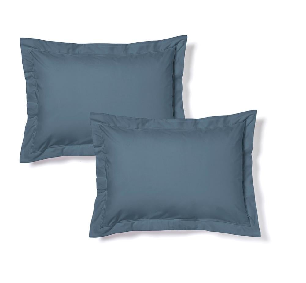Lot De 2 Taies D'Oreiller 50x70cm 100% Coton Lavé Vert Uni - Fermeture Éclair - Certifié Oeko-Tex