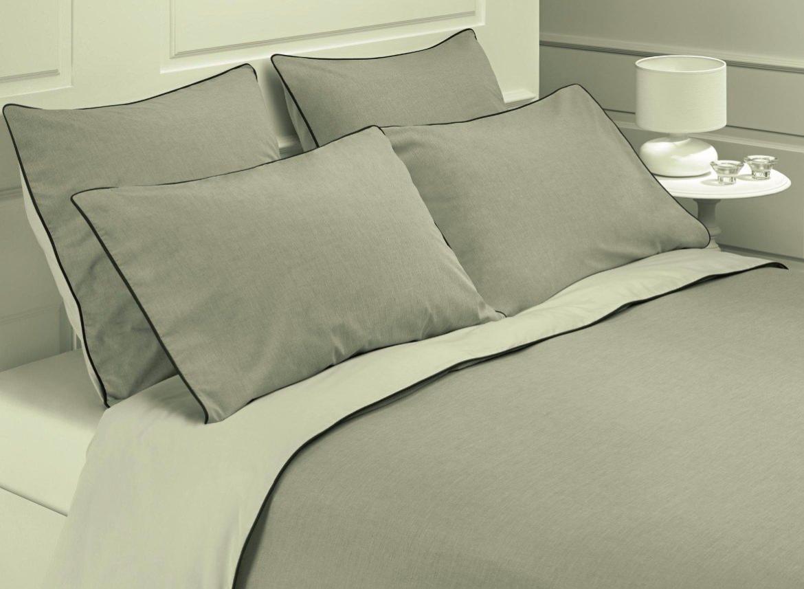 Housse de couette percale 80 fils - 260x240 - gris perle gris fonce
