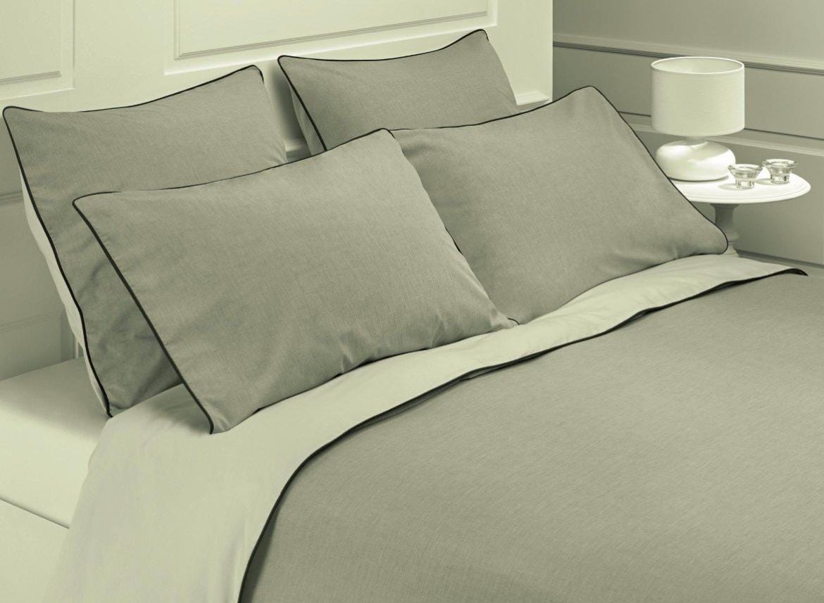Housse de couette percale 80 fils - 260x240 - gris perle gris fonce