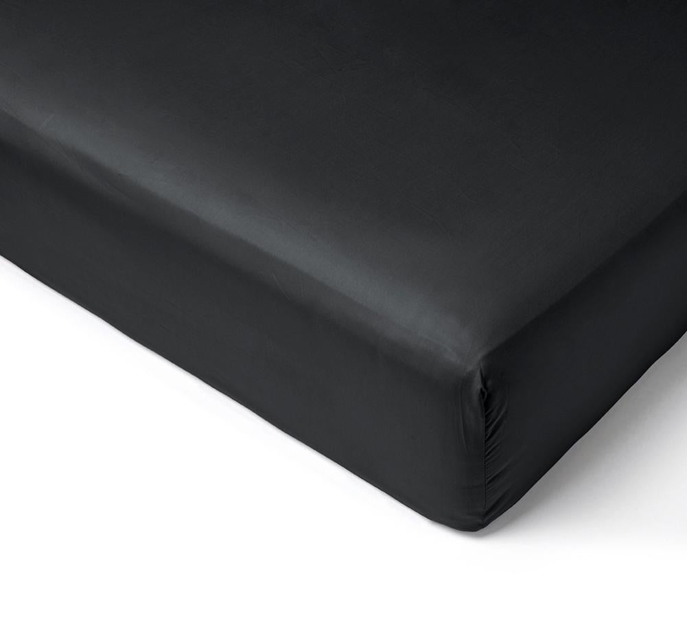 Drap housse percale 80 fils - 80x200 - noir - bonnet 30cm - LIGNE DU BLANC - LINGE DE MAISON 