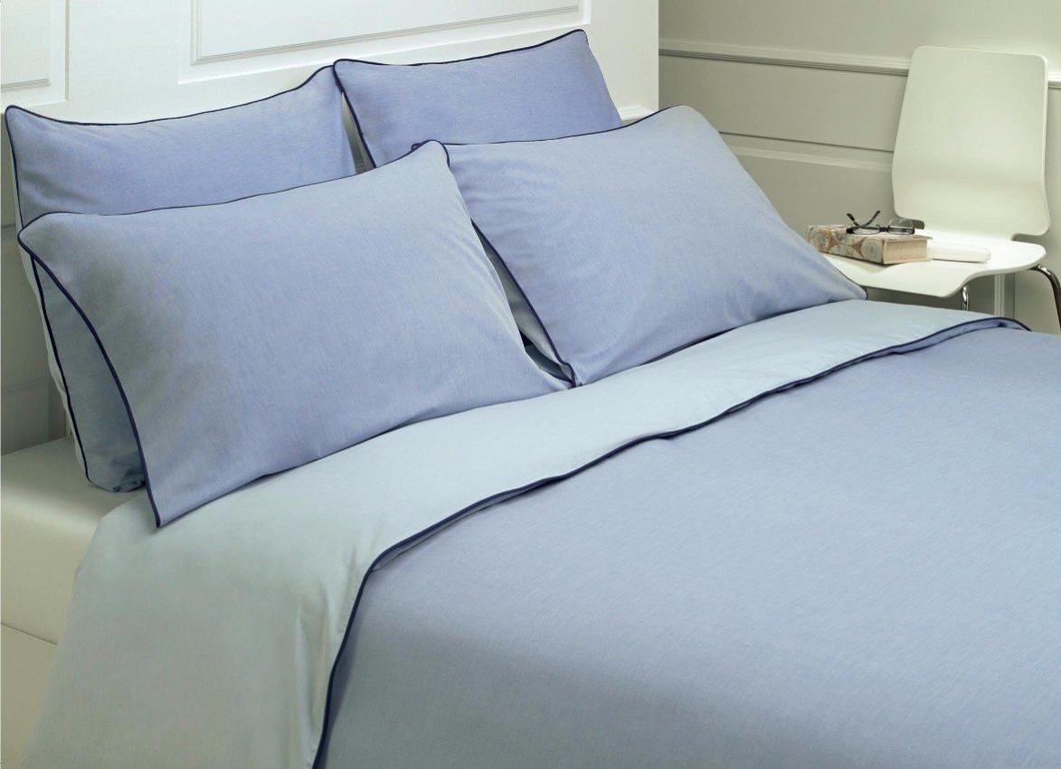 Housse de couette percale 80 fils - 140x200 - bleu pervenche et bleu