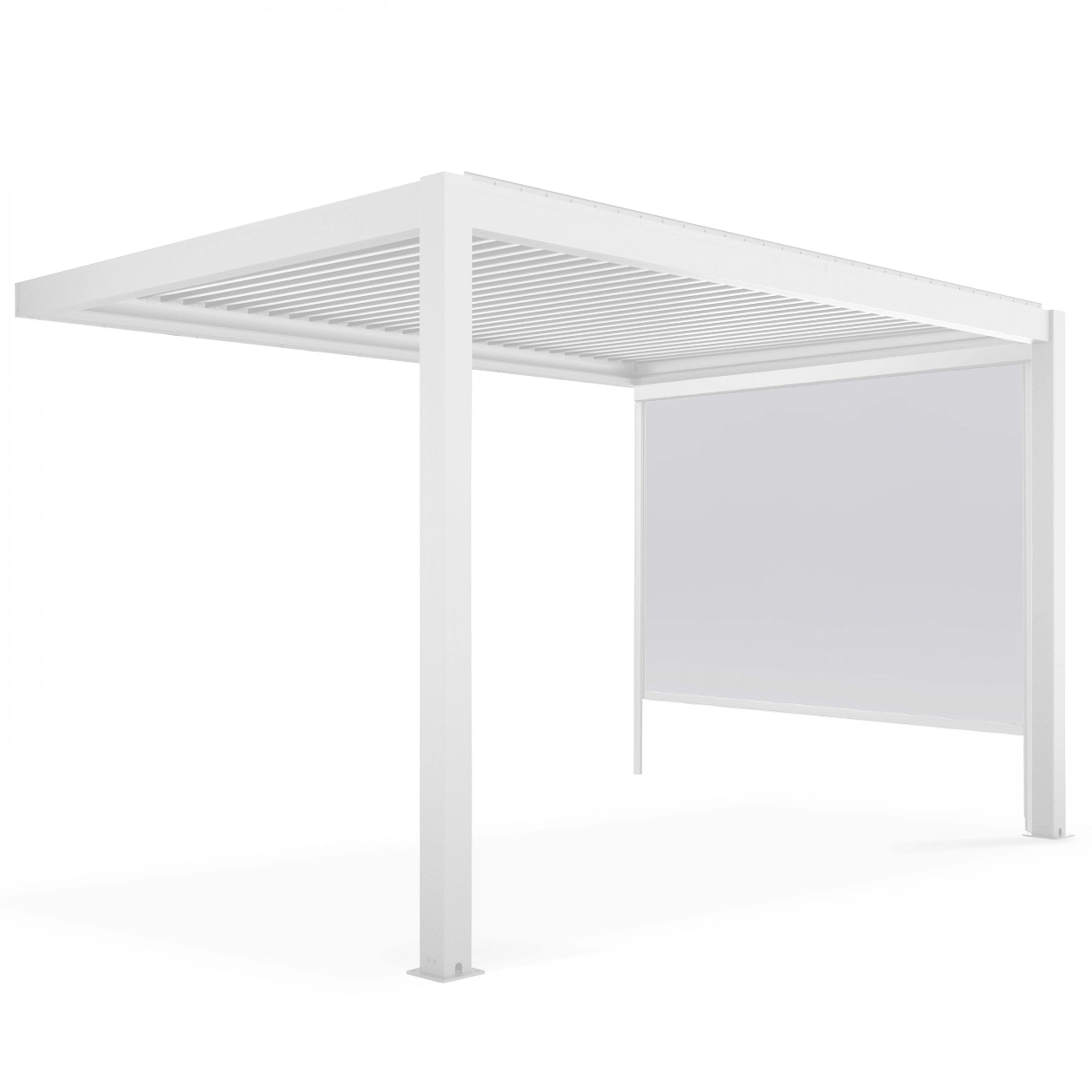 Pergola bioclimatique adossée 3x3m et 2 Stores 2,66x2,4m