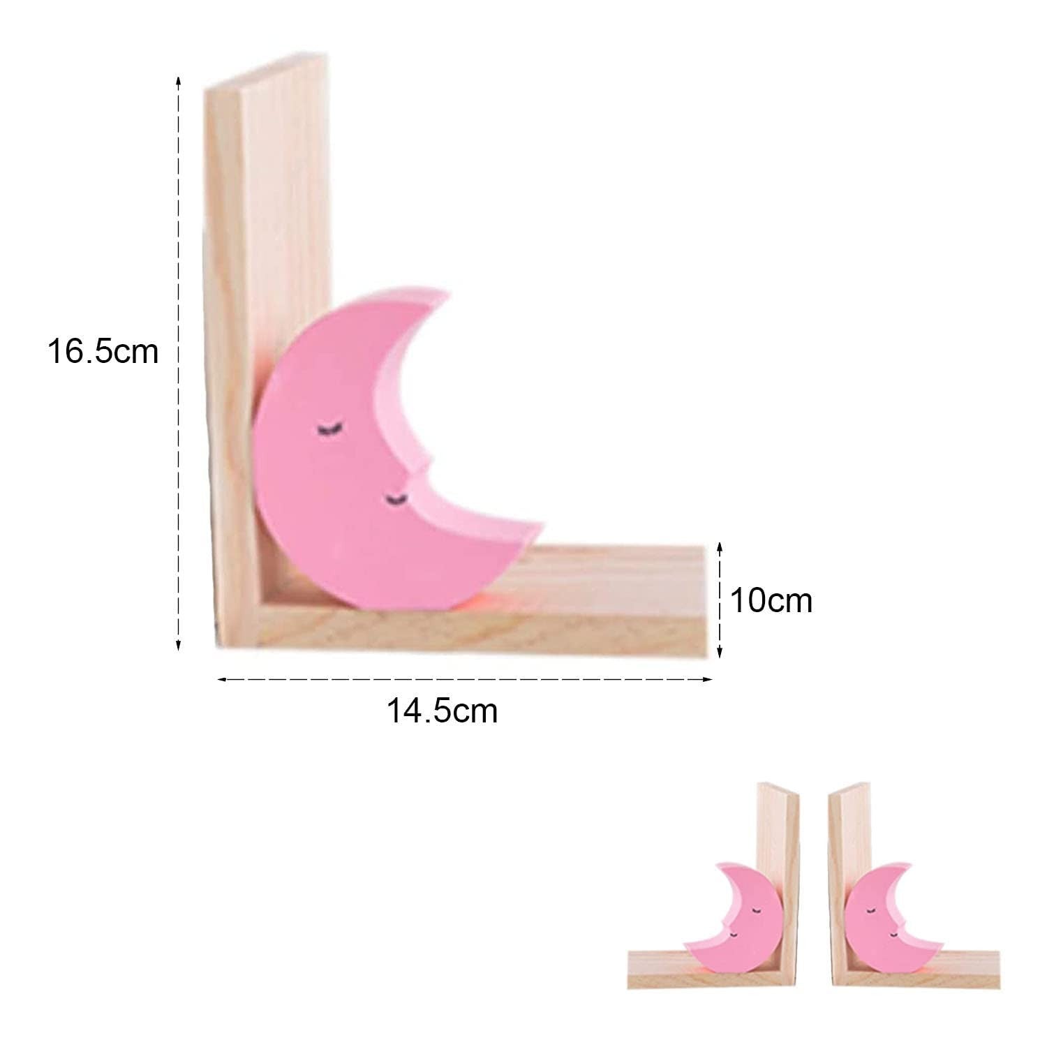 Set Di Due Fermalibri In Legno In Stile Nordico Con Design Luna Rosa  Fermalibri Funzionali Per Decorare La Cameretta Dei Bambini