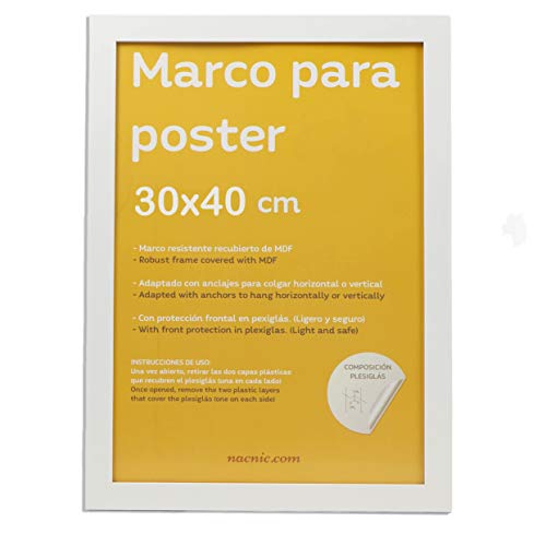 yd. Your Decoration - Marcos de fotos 40x40 cm - Marco de póster de madera  con vidrio acrílico - Antirreflectante - Magnifica calidad - Blanco Mate 