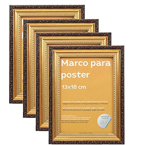 Pack 4 Marcos De Madera Mdf Y Vidrio Acrílico Protección Y Expositor De  Fotografías Láminas Pósters Cuadros Y Decoración Para Oficina A3 297x42 Cm