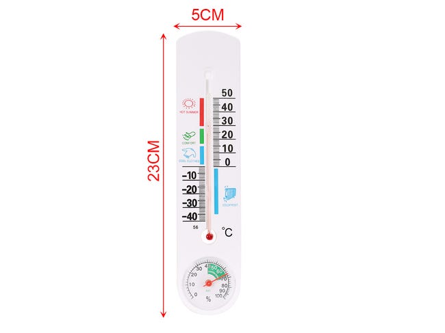 Termometro Igrometro Analogico Giardino In Plastica -40°C--+50°C 23X5cm