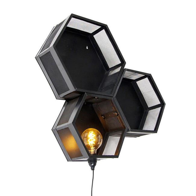 Honey-Can-Do Mensola A Parete Industriale 2 Livelli - Nero, 80x55x30 Cm - Acciaio E MDF, Portata 13.6 Kg Per Ripiano - SHF-08843