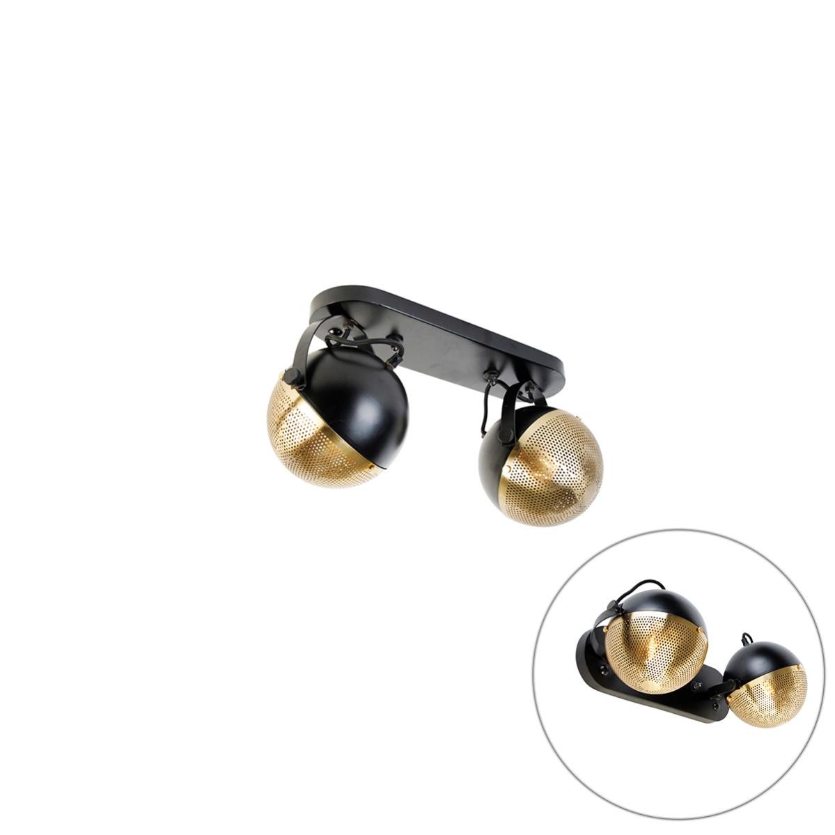 QAZQA Faretto jim - Industriale - Acciaio - Nero - Quadrato Max. 4 x Watt