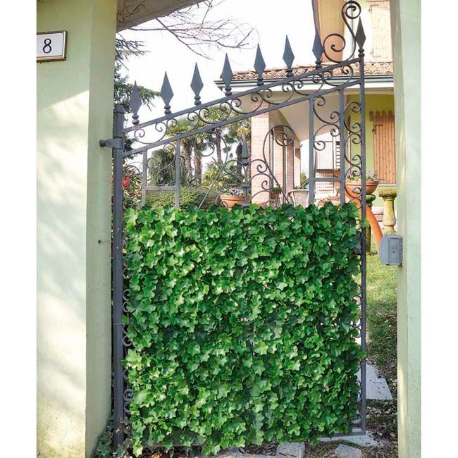 Siepe sintetica con foglie di lauro per il balcone o il cancello modulo da  100 x