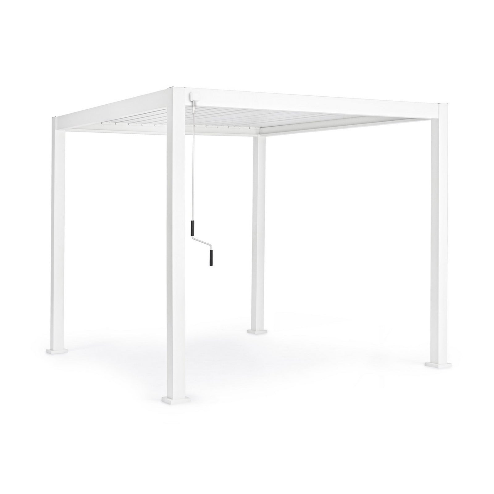 Gazebo pergola Bioclimatica con struttura in alluminio, tetto lamellare  orientabile, da giardino e veranda / Bianco / 3 x 3 mt