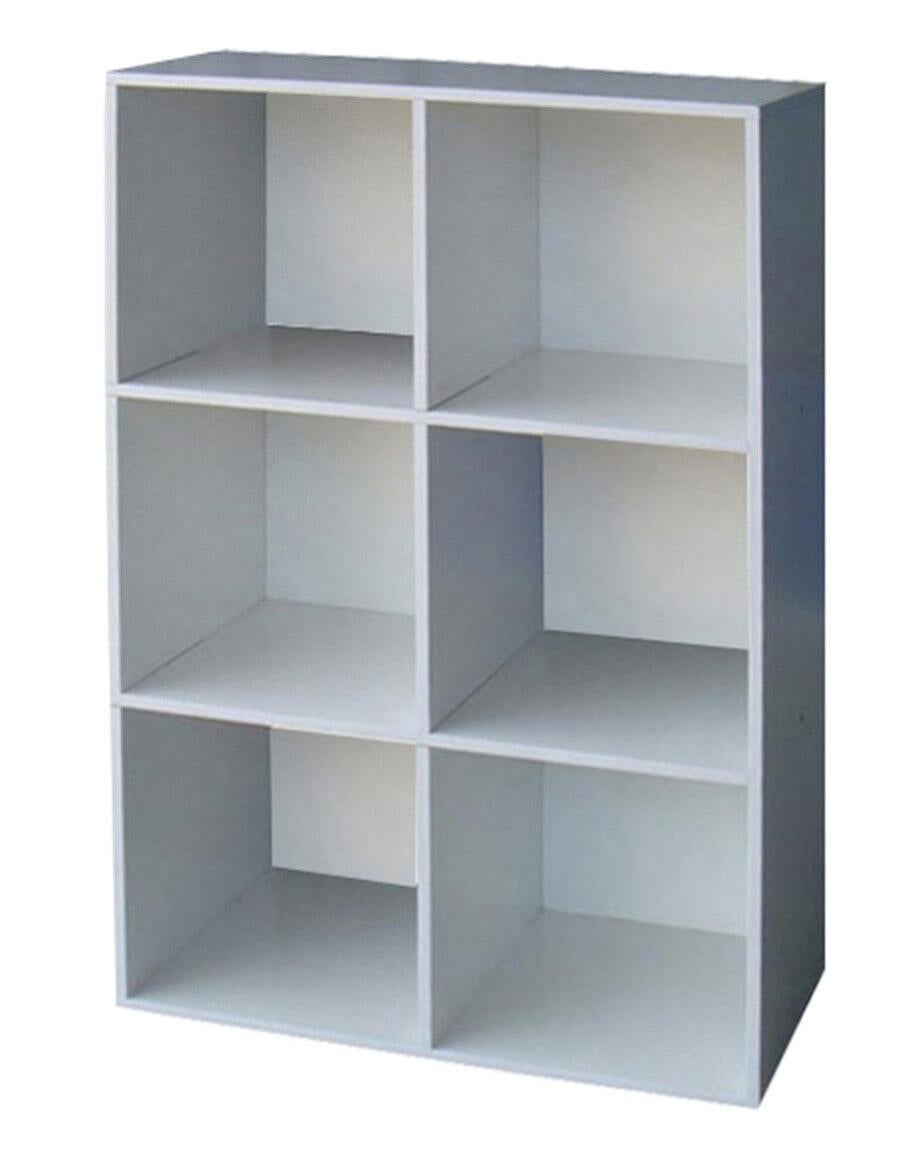 Pachira Libreria Verticale A 6 Cubi – Scaffale Stretto 30x30x180 Cm, 6 Ripiani In Legno, 2 Regolabili, Bianco, Kit Antiribaltamento