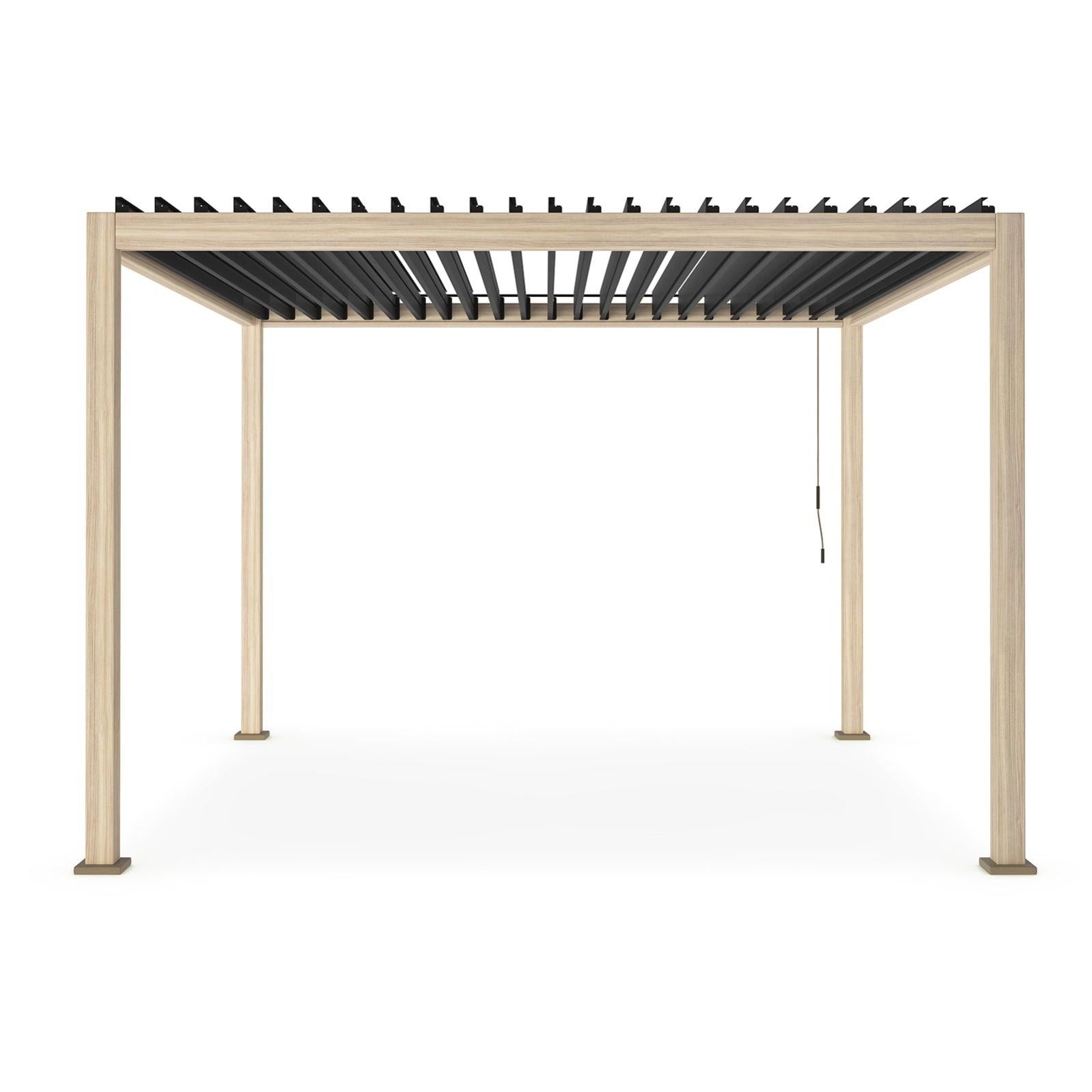 Gazebo pergola OCEAN 3.6x3.6 naturelanthracite bioclimatique avec