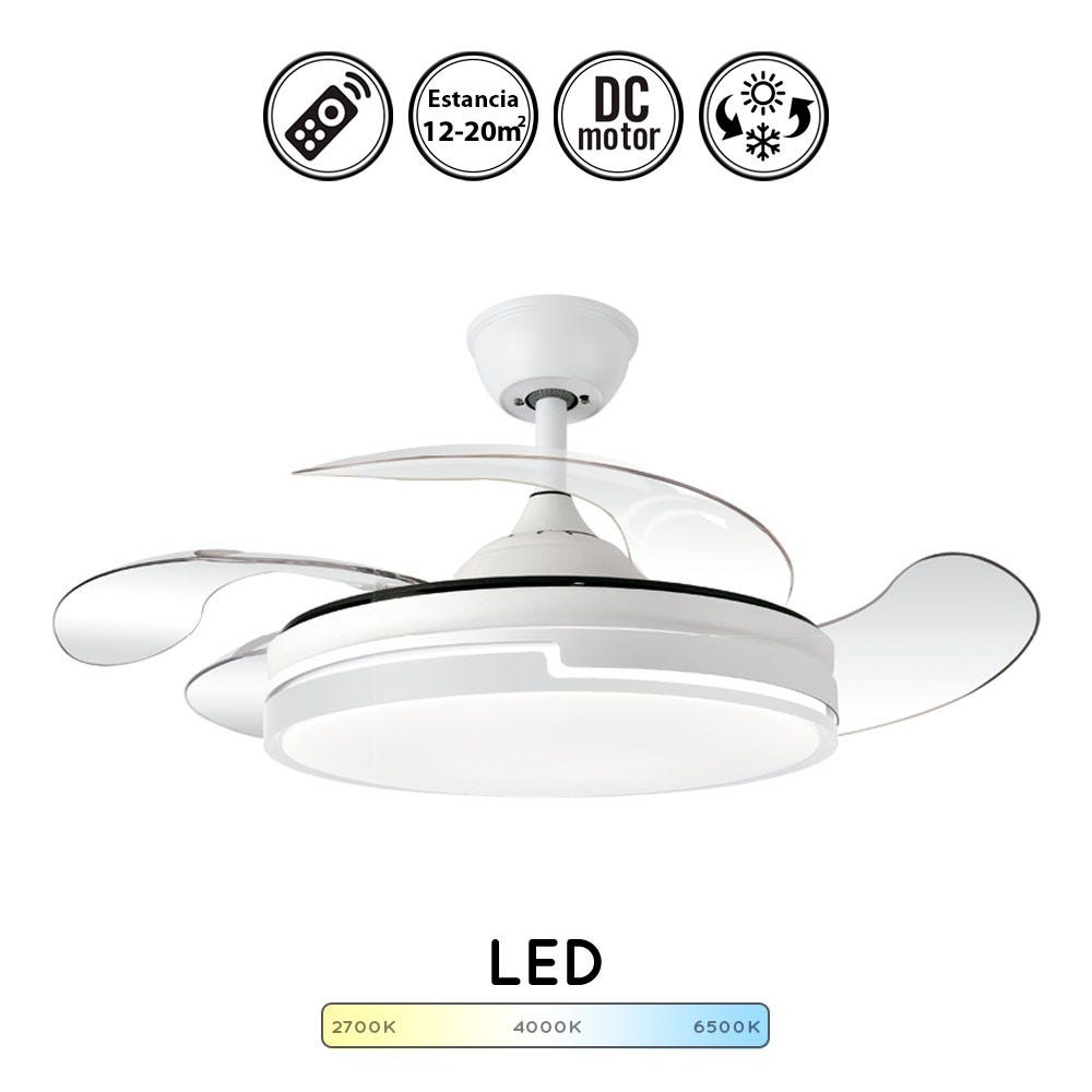 Ventilador LED aspas plegables Mini Moss Cuero 35W 3900 Lm CCT - Comprar  Online