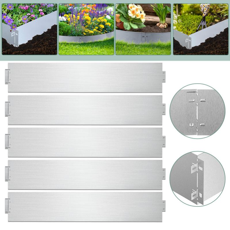 Tubiaz Bordure De Jardin En Métal Galvanisé, 100 X 18 Cm, Bord De Tonte Pour Palissade