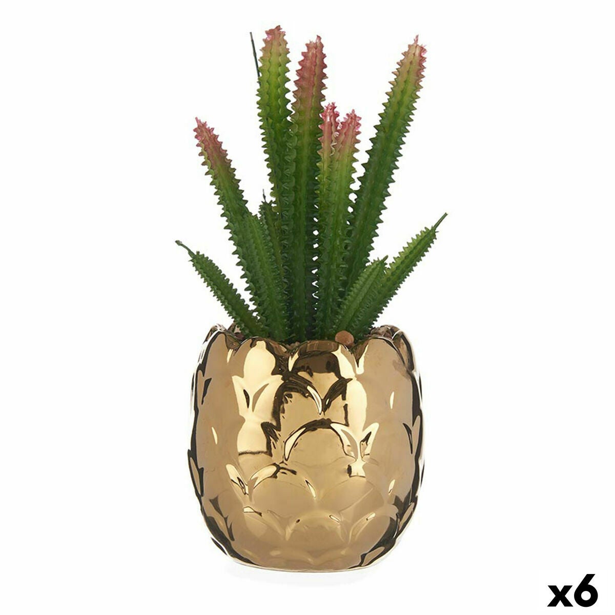 Pianta Decorativa Argentato Cactus Ceramica Plastica (8 x 20 x 8 cm)