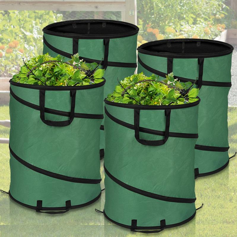 6x Sac De Jardin 170L Pop-Up Sac à Déchets Avec Poignées Sac à Feuilles Sac à Gazon XXL Vert