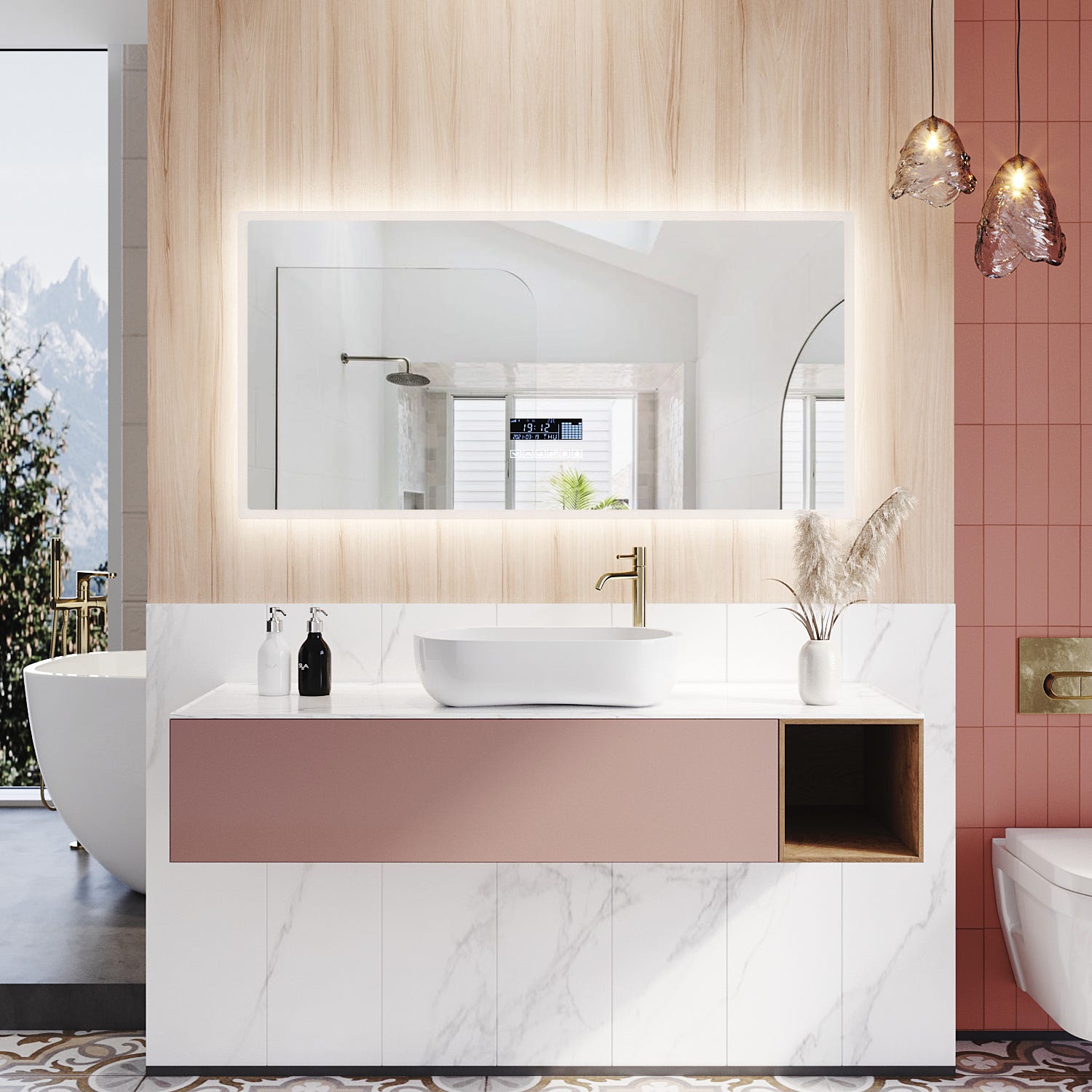 SIRHONA Miroir de salle de bain avec Mirroir LED rétro-éclairé