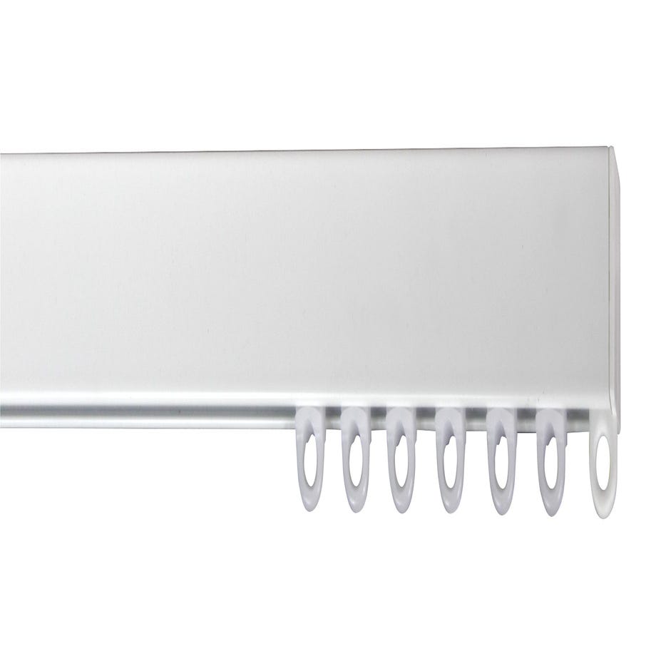 Binario Scorritenda Lineare da Parete in Alluminio Bianco con Movimento a  Corda Apertura Centrale - Riloga Bastone per Tenda 140cm