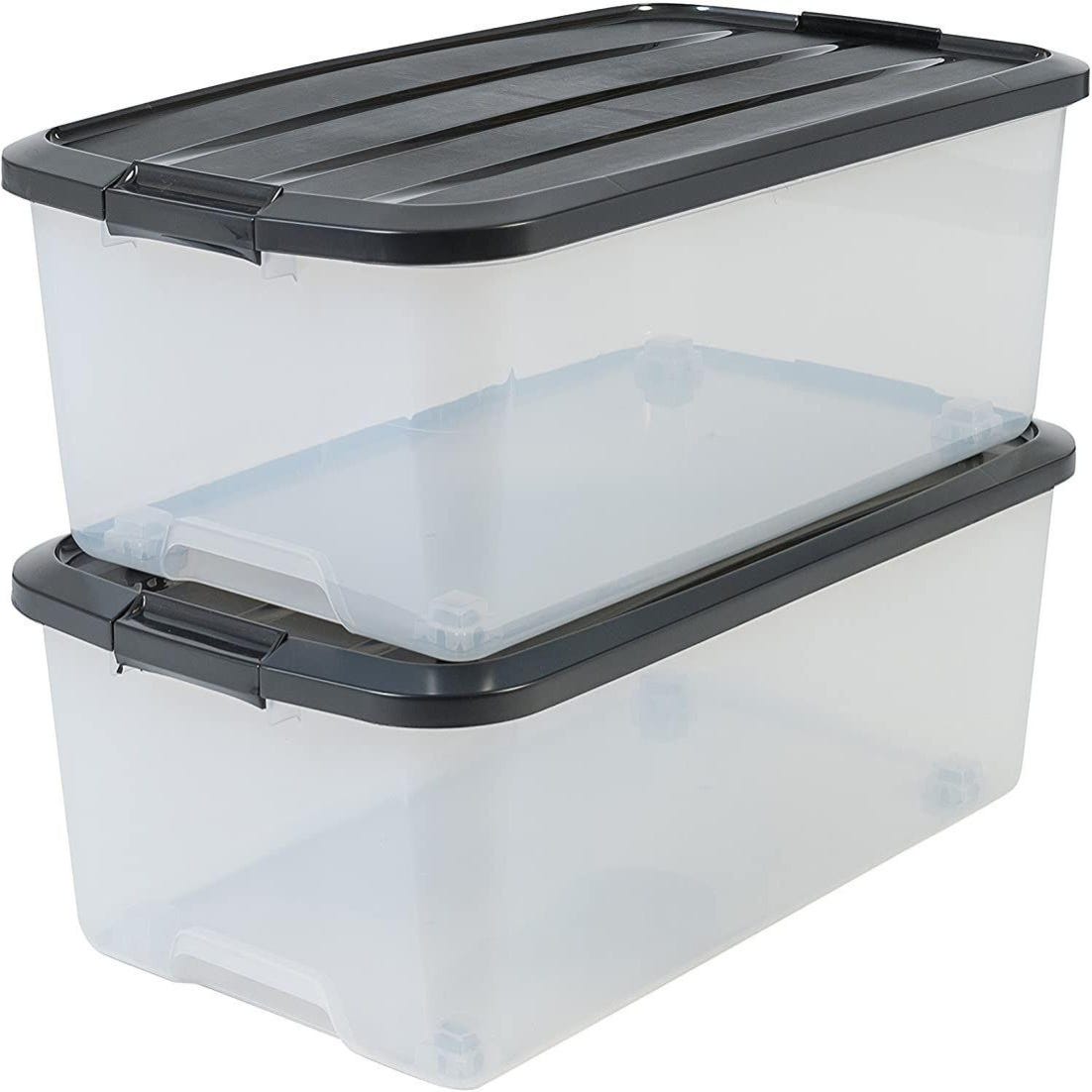 Boîtes de rangement en plastique transparent 18L avec couvercle