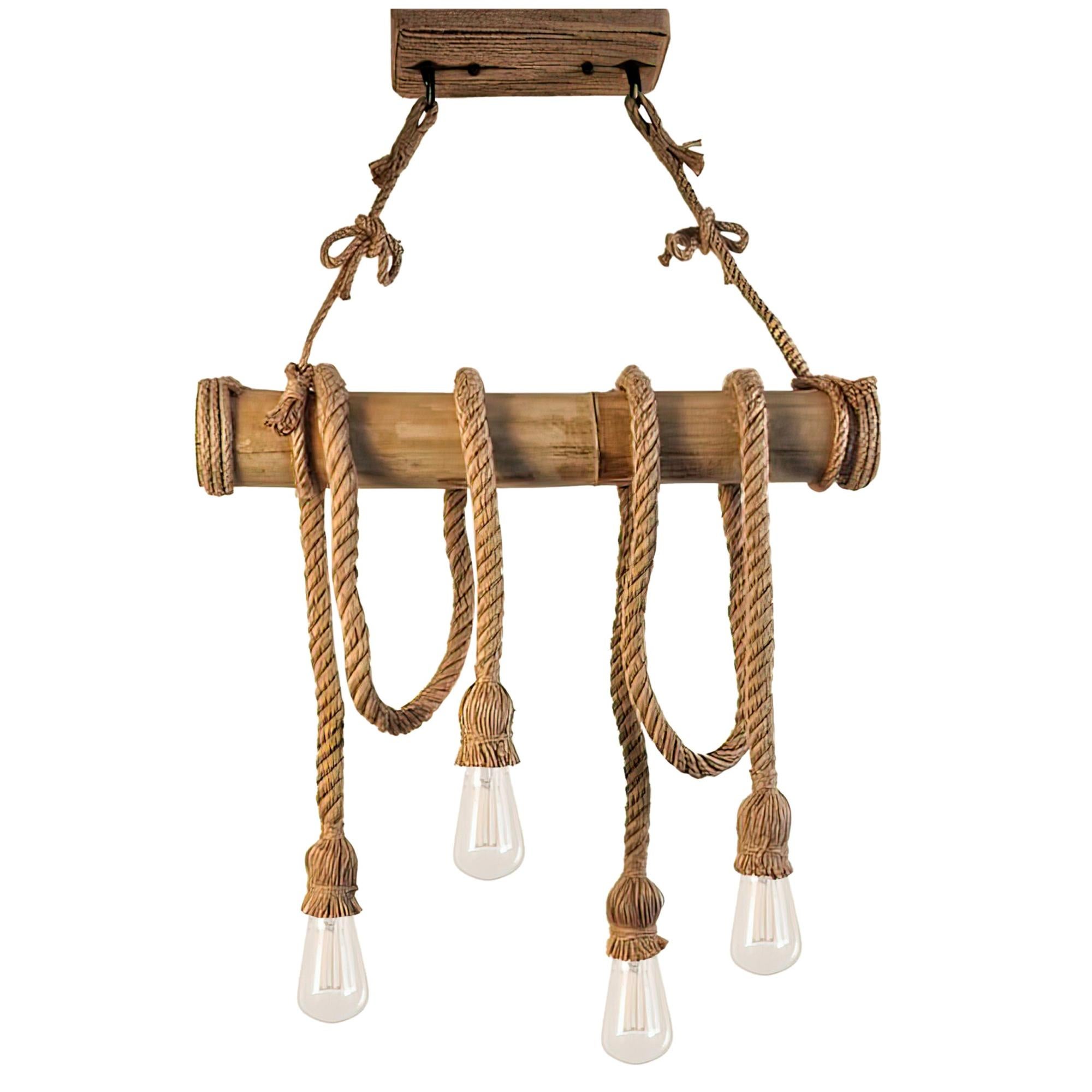 Lampadario Vintage Retro In Corda Di Bambù Con 6 Teste A Sospensione Lampadario Corda Canapa Industriale E27 Per Cucina Soggiorno Sala Da Pranzo Bar Caffe Ristorante Pizzeria Locale B23 6 - 11
