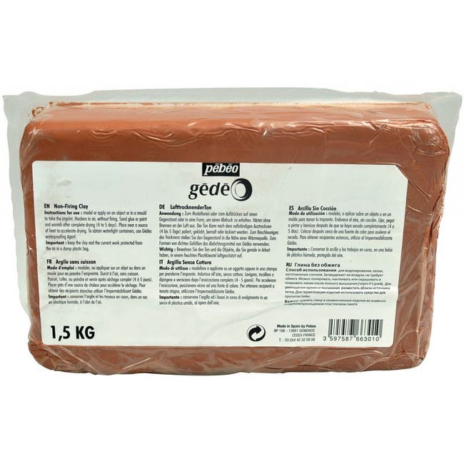 GÉDÉO argile sans cuisson pain de 1,5kg noir - Papeterie Michel