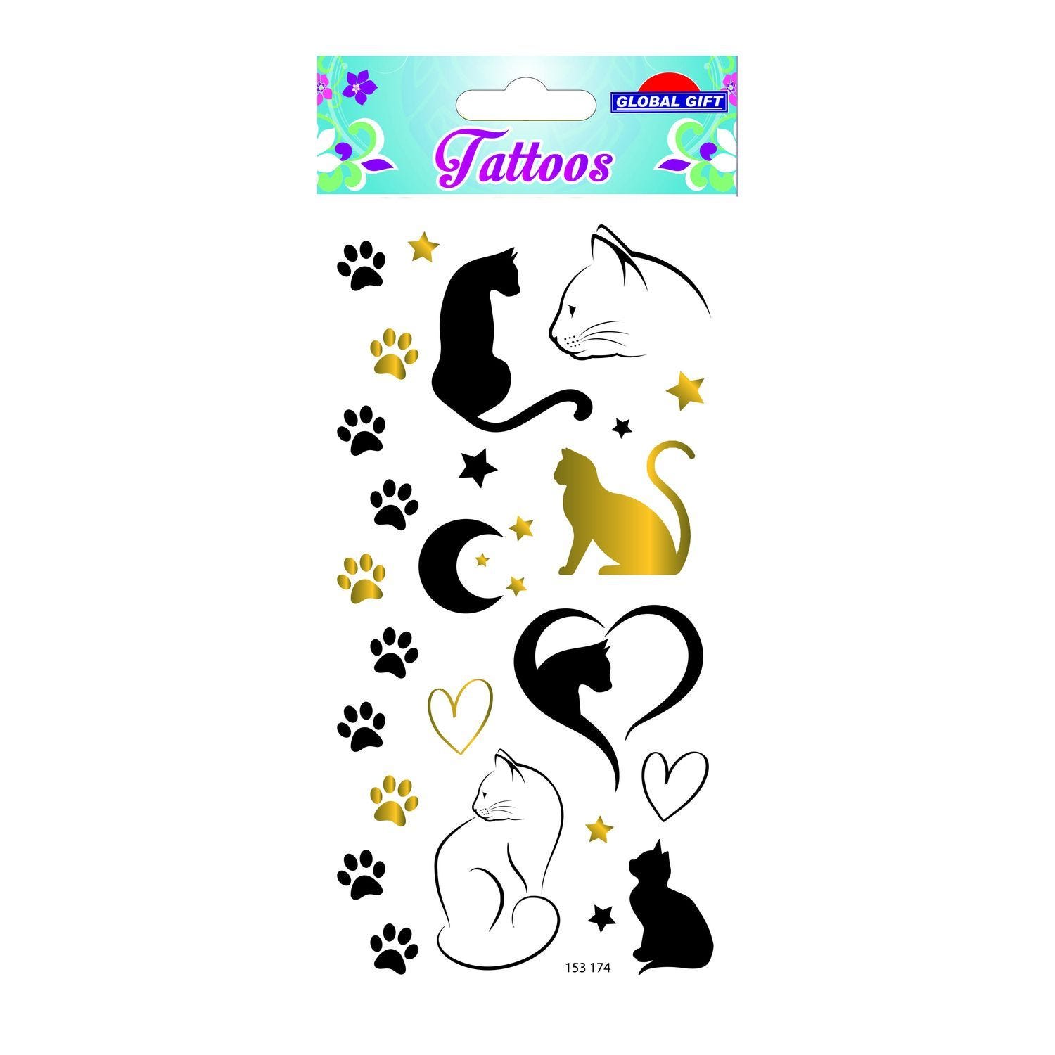 Tatuaggi temporanei - Gatti - Nero e oro